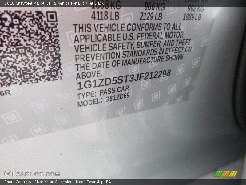 Silver Ice Metallic / Jet Black 2018 Chevrolet Malibu LT