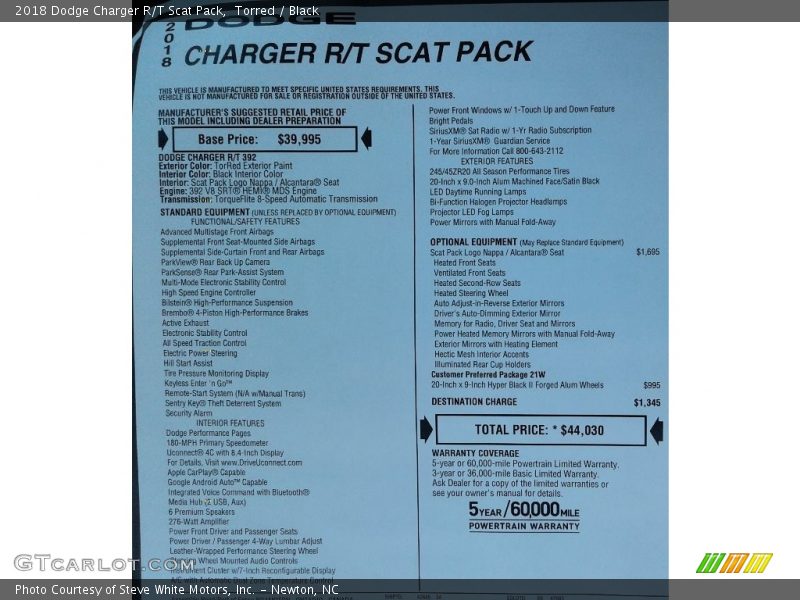 Torred / Black 2018 Dodge Charger R/T Scat Pack