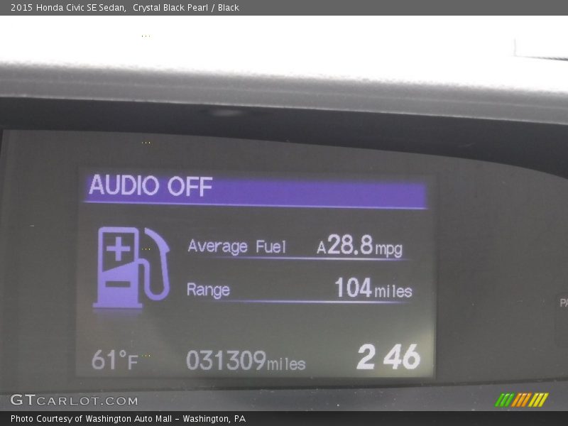 Crystal Black Pearl / Black 2015 Honda Civic SE Sedan