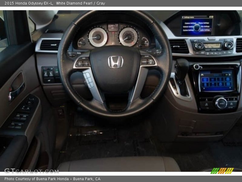 White Diamond Pearl / Gray 2015 Honda Odyssey EX-L