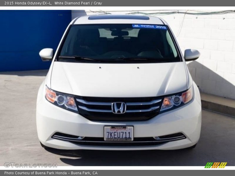 White Diamond Pearl / Gray 2015 Honda Odyssey EX-L