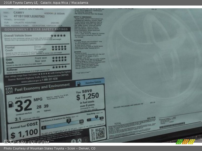 Galactic Aqua Mica / Macadamia 2018 Toyota Camry LE