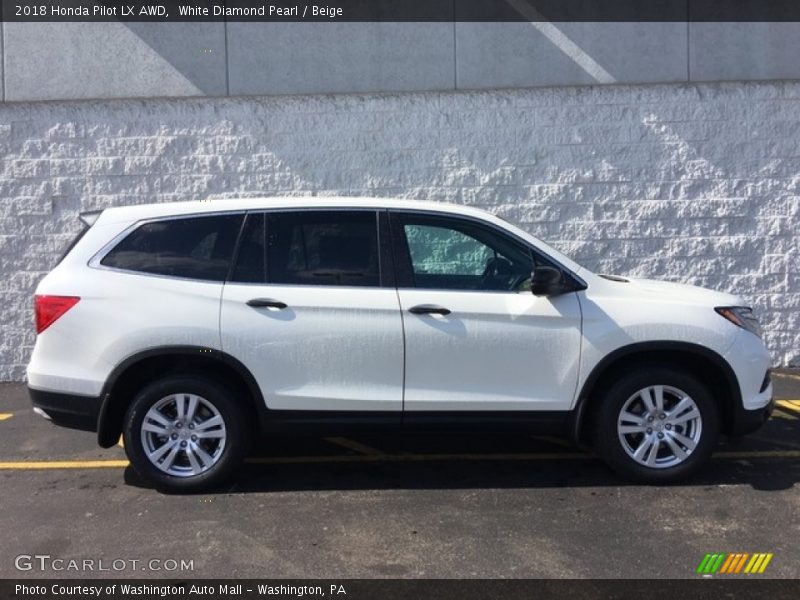 White Diamond Pearl / Beige 2018 Honda Pilot LX AWD