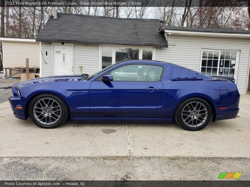 Deep Impact Blue Metallic / Stone 2013 Ford Mustang V6 Premium Coupe