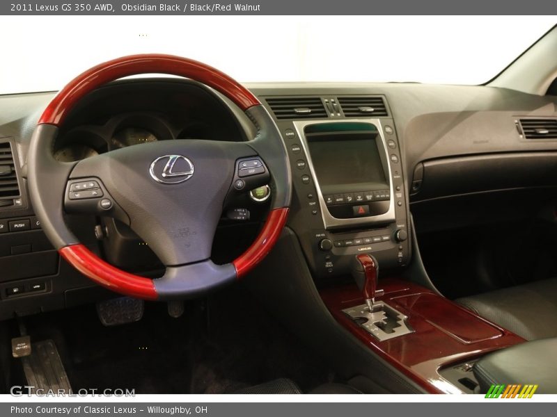 Obsidian Black / Black/Red Walnut 2011 Lexus GS 350 AWD