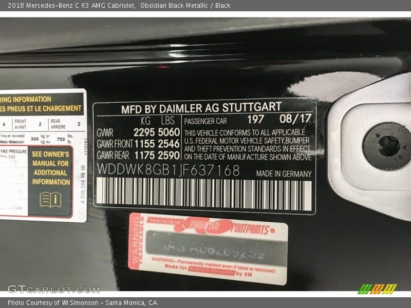 Obsidian Black Metallic / Black 2018 Mercedes-Benz C 63 AMG Cabriolet