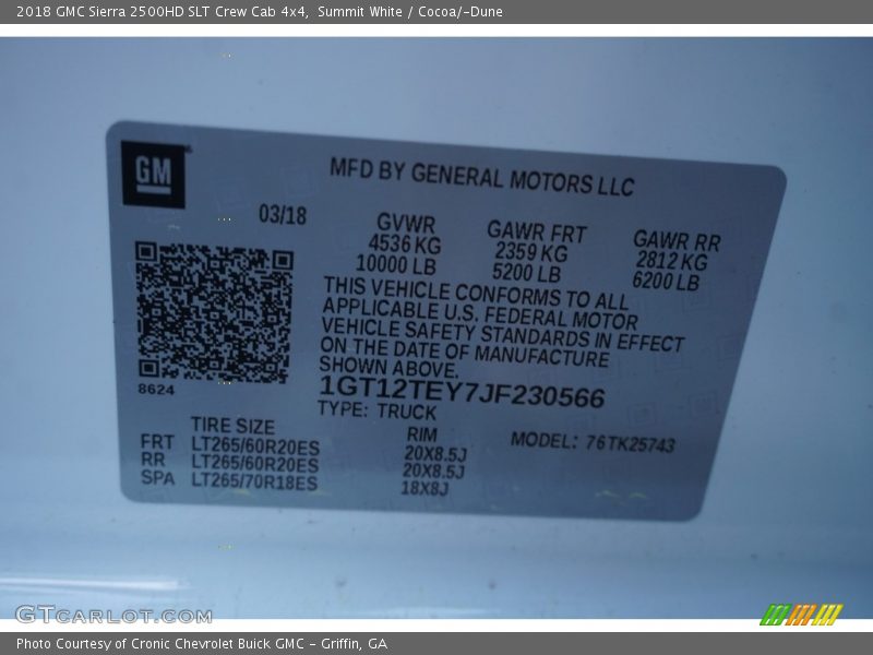 Summit White / Cocoa/­Dune 2018 GMC Sierra 2500HD SLT Crew Cab 4x4