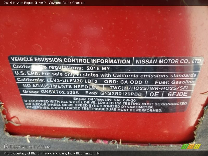 Cayenne Red / Charcoal 2016 Nissan Rogue SL AWD