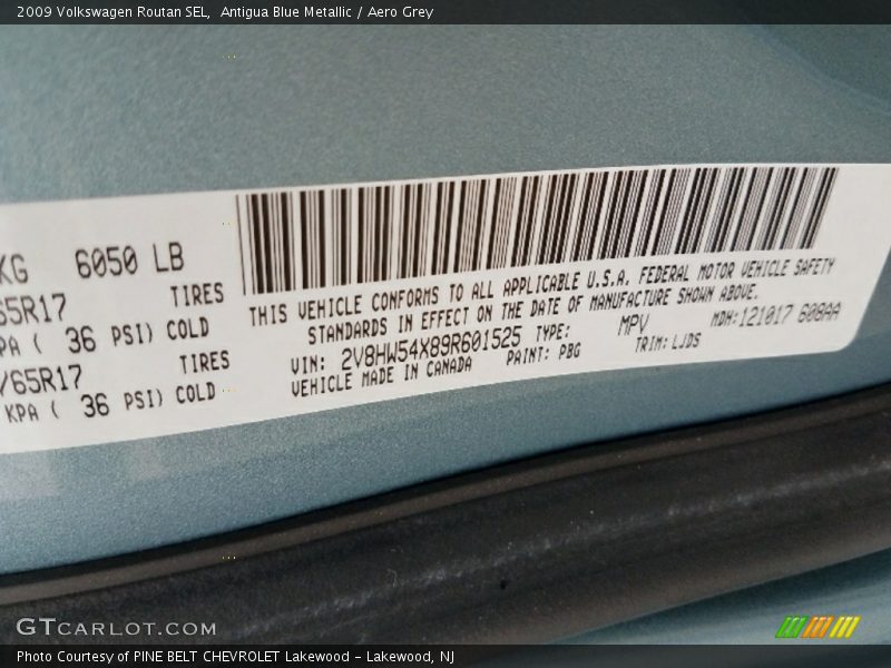 Antigua Blue Metallic / Aero Grey 2009 Volkswagen Routan SEL