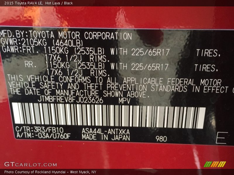 Hot Lava / Black 2015 Toyota RAV4 LE