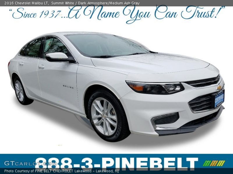 Summit White / Dark Atmosphere/Medium Ash Gray 2016 Chevrolet Malibu LT