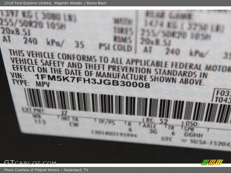 Magnetic Metallic / Ebony Black 2018 Ford Explorer Limited