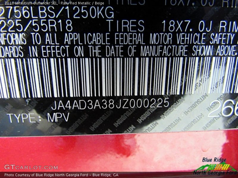 Rally Red Metallic / Beige 2018 Mitsubishi Outlander SEL