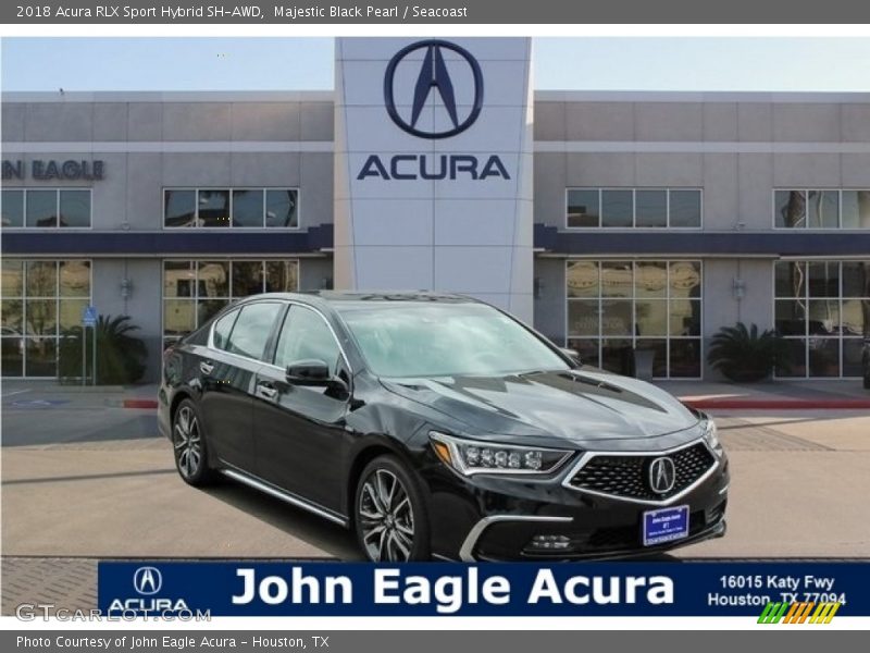 Majestic Black Pearl / Seacoast 2018 Acura RLX Sport Hybrid SH-AWD
