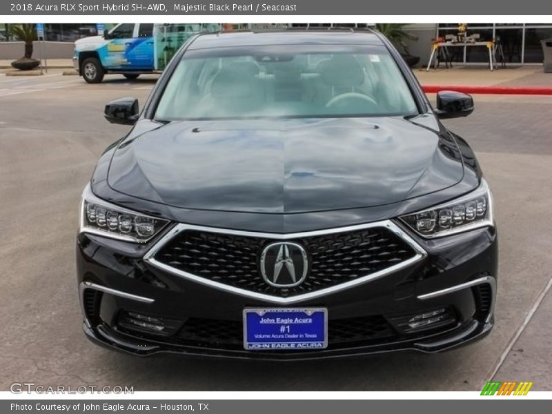 Majestic Black Pearl / Seacoast 2018 Acura RLX Sport Hybrid SH-AWD