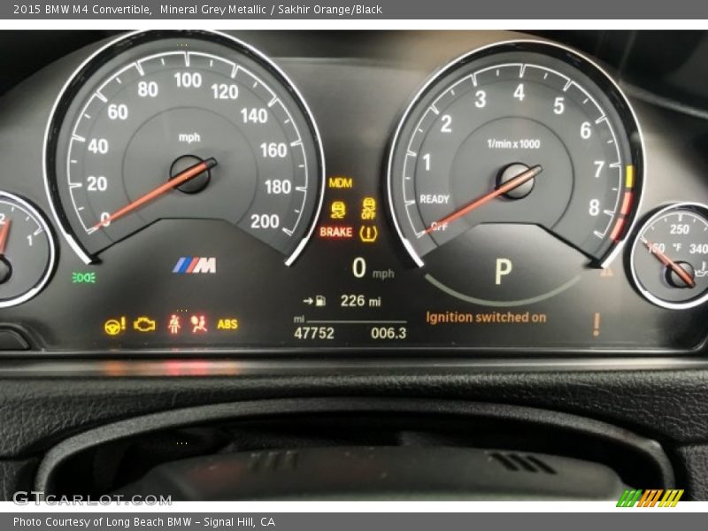 Mineral Grey Metallic / Sakhir Orange/Black 2015 BMW M4 Convertible