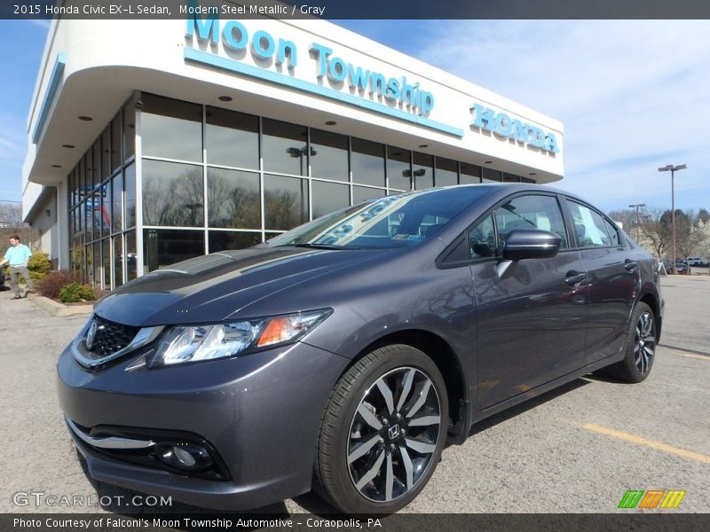 Modern Steel Metallic / Gray 2015 Honda Civic EX-L Sedan