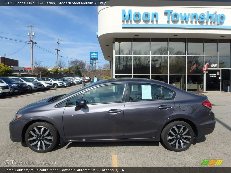 Modern Steel Metallic / Gray 2015 Honda Civic EX-L Sedan