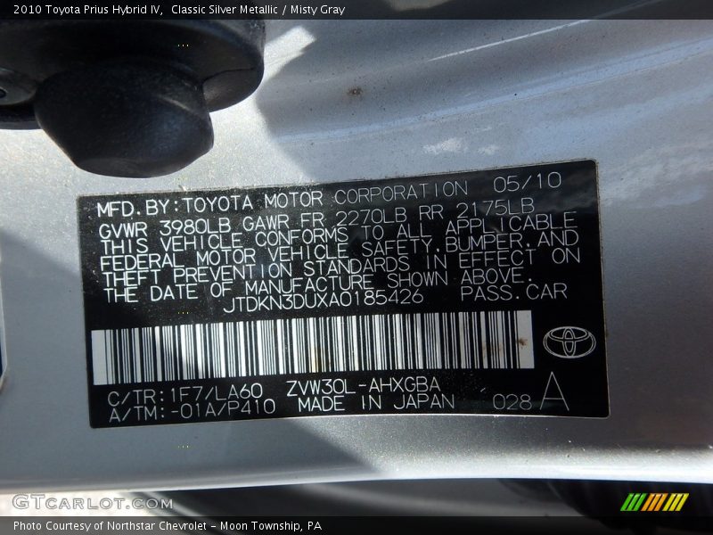 Classic Silver Metallic / Misty Gray 2010 Toyota Prius Hybrid IV