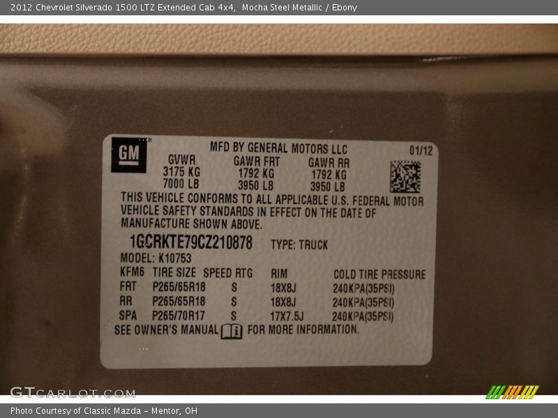 Mocha Steel Metallic / Ebony 2012 Chevrolet Silverado 1500 LTZ Extended Cab 4x4