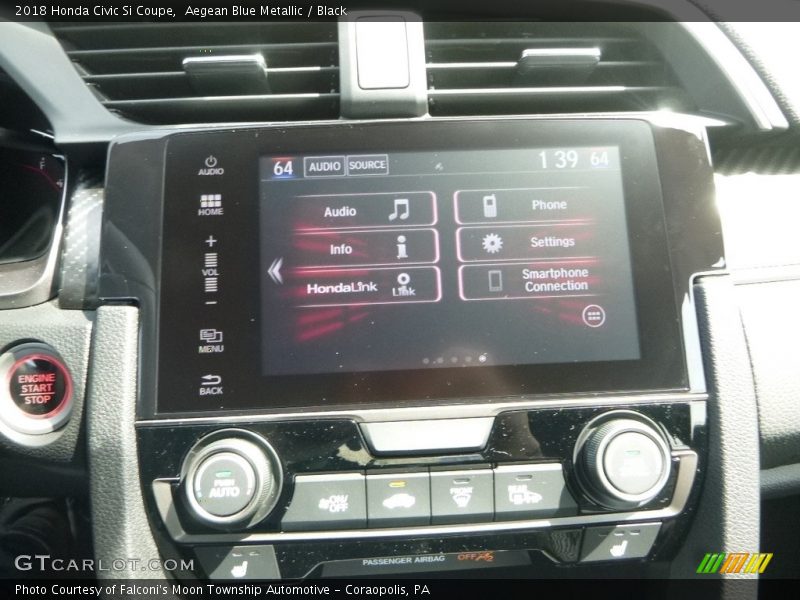 Aegean Blue Metallic / Black 2018 Honda Civic Si Coupe