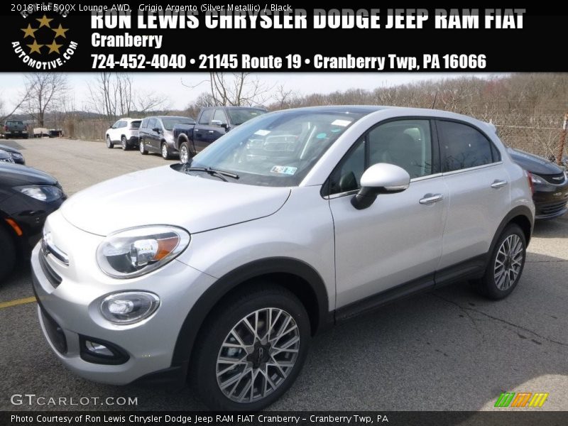 Grigio Argento (Silver Metallic) / Black 2018 Fiat 500X Lounge AWD