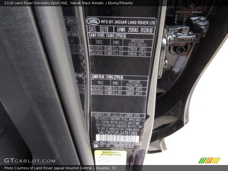 Narvik Black Metallic / Ebony/Pimento 2018 Land Rover Discovery Sport HSE