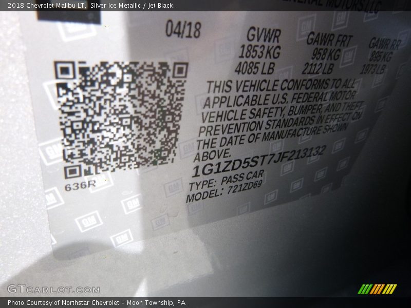 Silver Ice Metallic / Jet Black 2018 Chevrolet Malibu LT