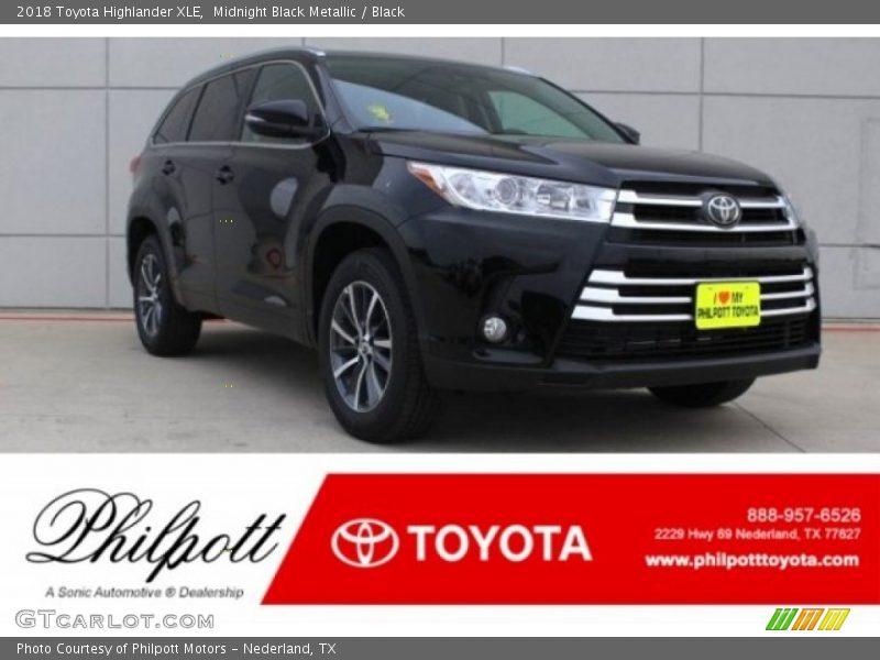 Midnight Black Metallic / Black 2018 Toyota Highlander XLE