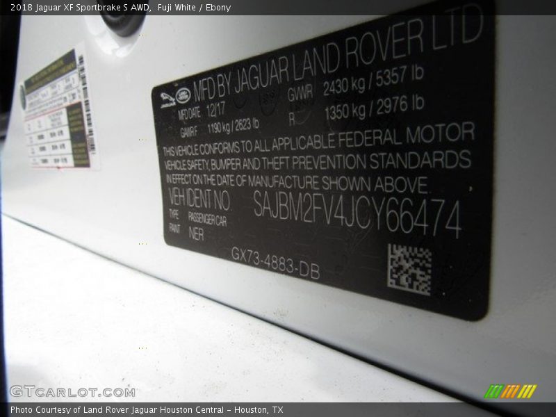 Fuji White / Ebony 2018 Jaguar XF Sportbrake S AWD