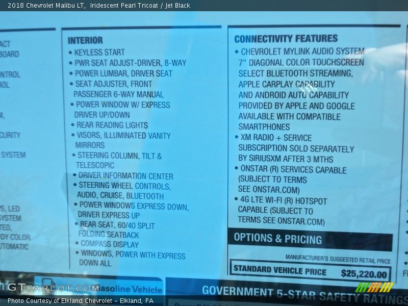 Iridescent Pearl Tricoat / Jet Black 2018 Chevrolet Malibu LT