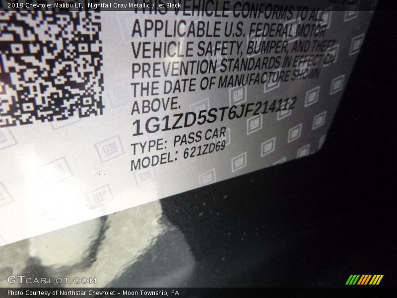 Nightfall Gray Metallic / Jet Black 2018 Chevrolet Malibu LT