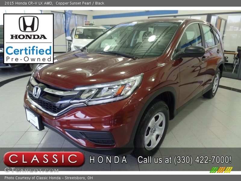 Copper Sunset Pearl / Black 2015 Honda CR-V LX AWD