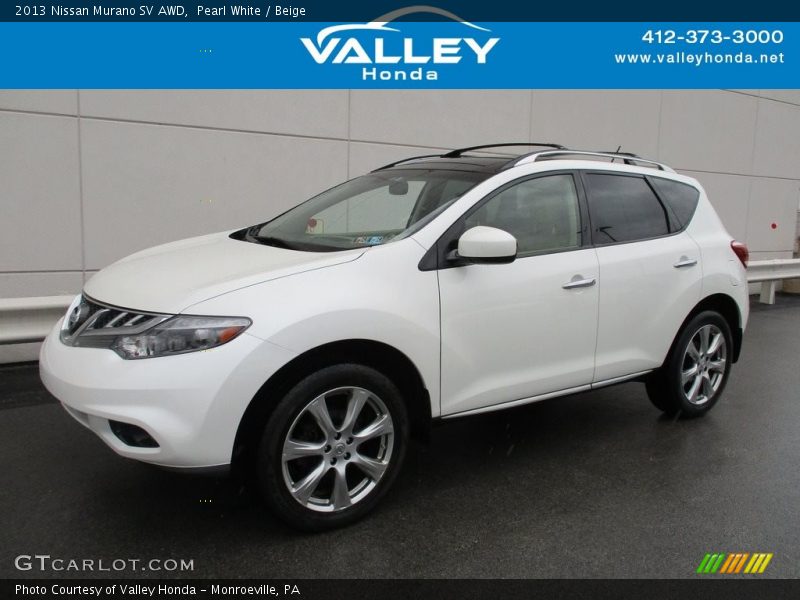 Pearl White / Beige 2013 Nissan Murano SV AWD