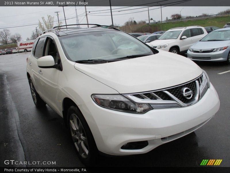 Pearl White / Beige 2013 Nissan Murano SV AWD
