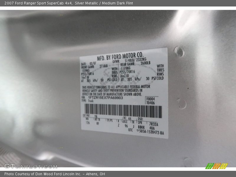 Silver Metallic / Medium Dark Flint 2007 Ford Ranger Sport SuperCab 4x4