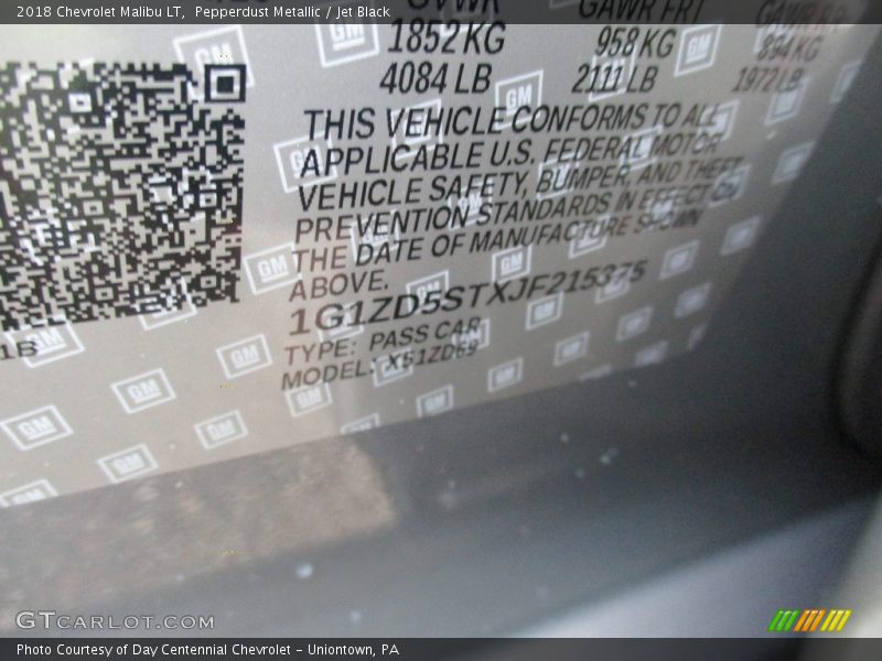 Pepperdust Metallic / Jet Black 2018 Chevrolet Malibu LT