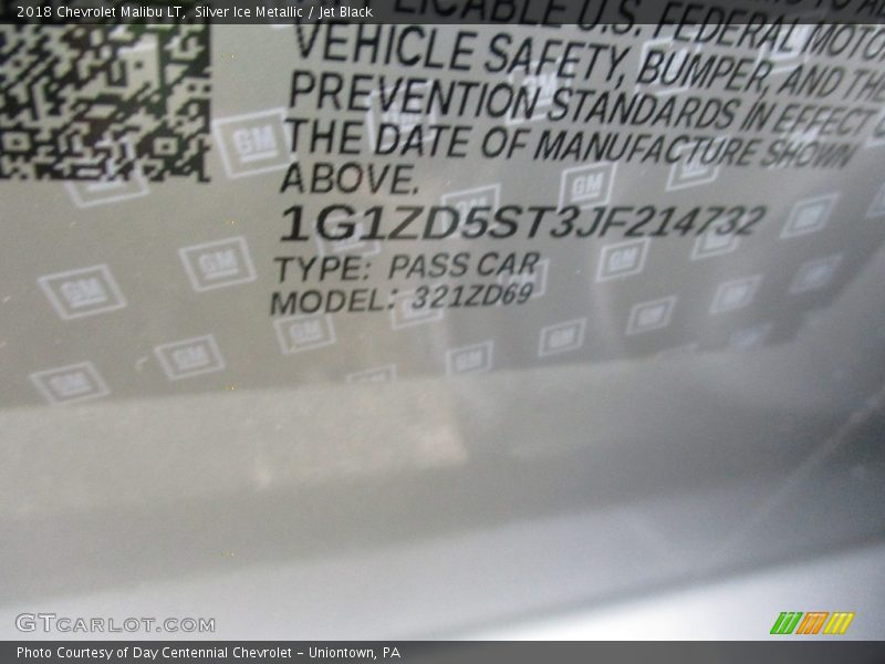 Silver Ice Metallic / Jet Black 2018 Chevrolet Malibu LT