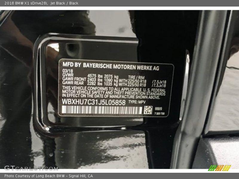 Jet Black / Black 2018 BMW X1 sDrive28i