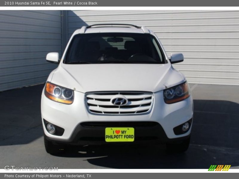 Pearl White / Cocoa Black 2010 Hyundai Santa Fe SE