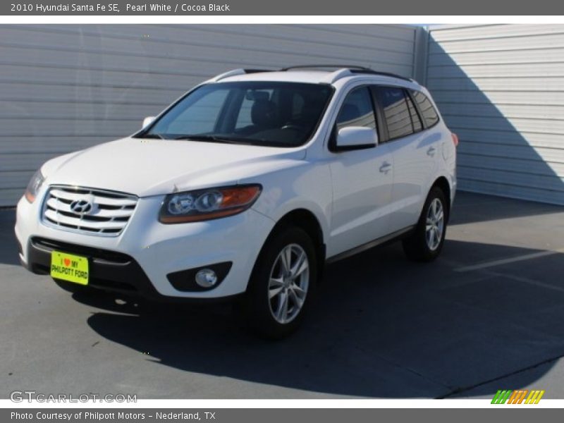 Pearl White / Cocoa Black 2010 Hyundai Santa Fe SE