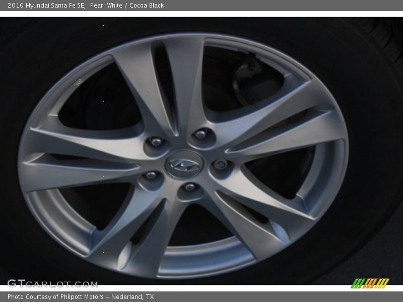 Pearl White / Cocoa Black 2010 Hyundai Santa Fe SE
