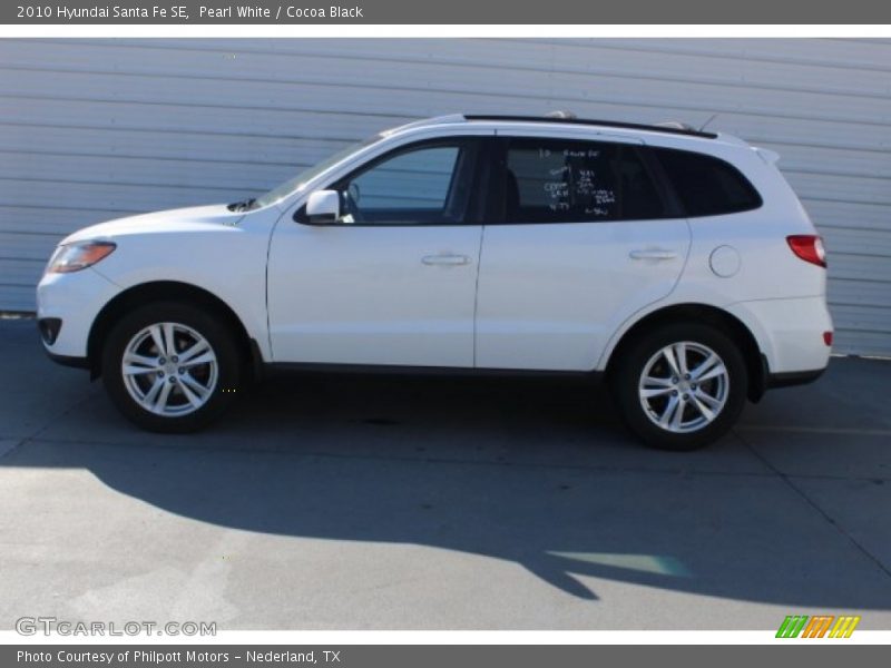 Pearl White / Cocoa Black 2010 Hyundai Santa Fe SE