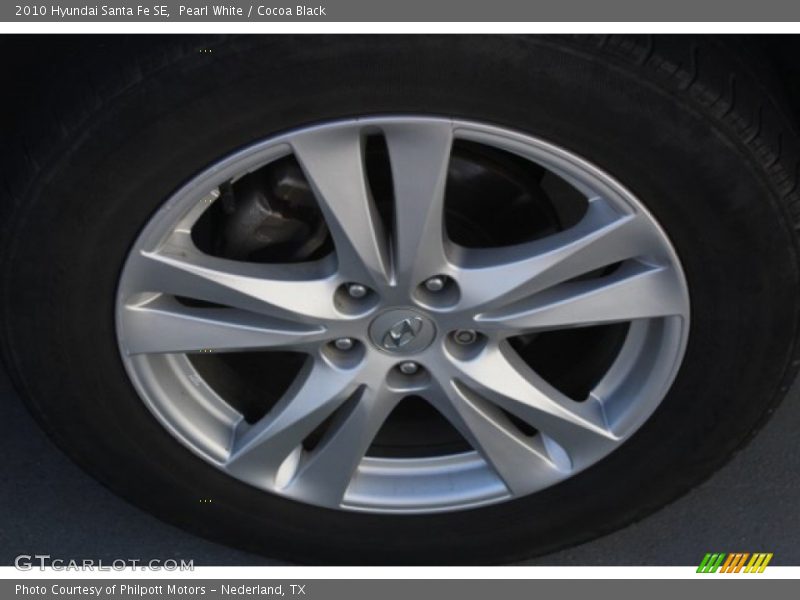 Pearl White / Cocoa Black 2010 Hyundai Santa Fe SE