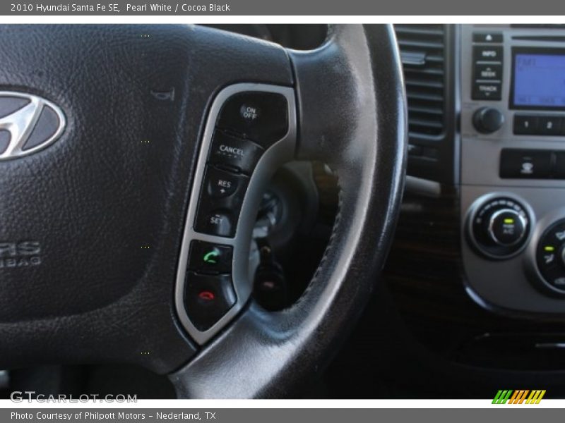 Pearl White / Cocoa Black 2010 Hyundai Santa Fe SE