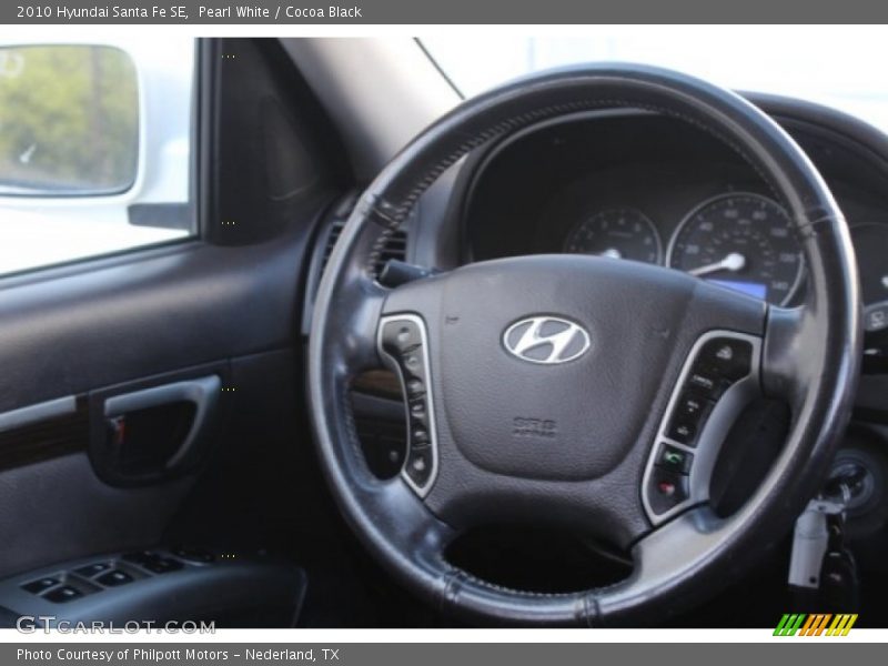 Pearl White / Cocoa Black 2010 Hyundai Santa Fe SE