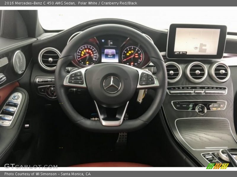 Polar White / Cranberry Red/Black 2016 Mercedes-Benz C 450 AMG Sedan