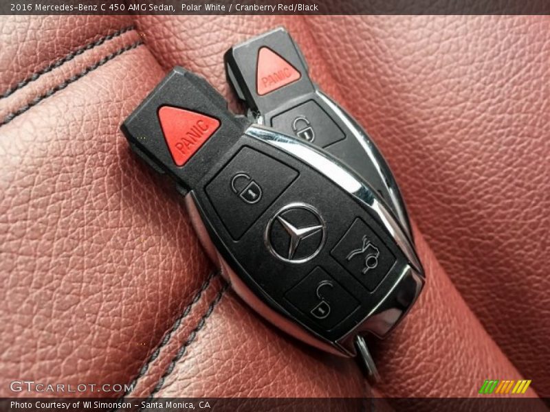 Polar White / Cranberry Red/Black 2016 Mercedes-Benz C 450 AMG Sedan
