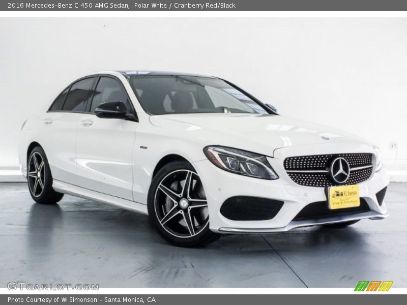 Polar White / Cranberry Red/Black 2016 Mercedes-Benz C 450 AMG Sedan