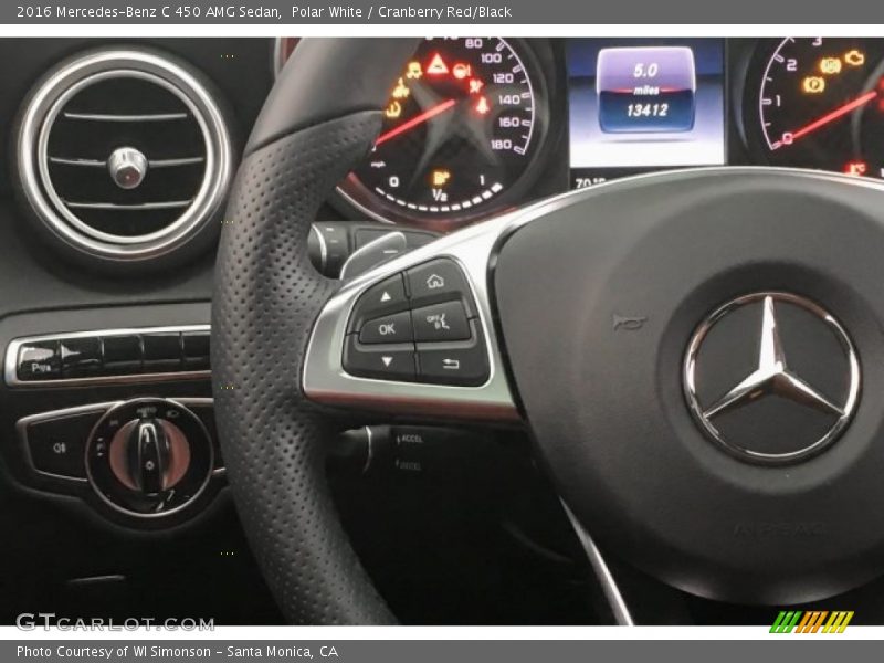 Polar White / Cranberry Red/Black 2016 Mercedes-Benz C 450 AMG Sedan